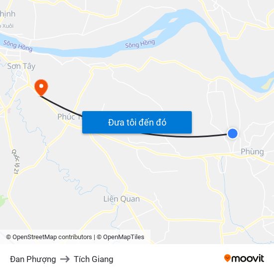 Đan Phượng to Tích Giang map