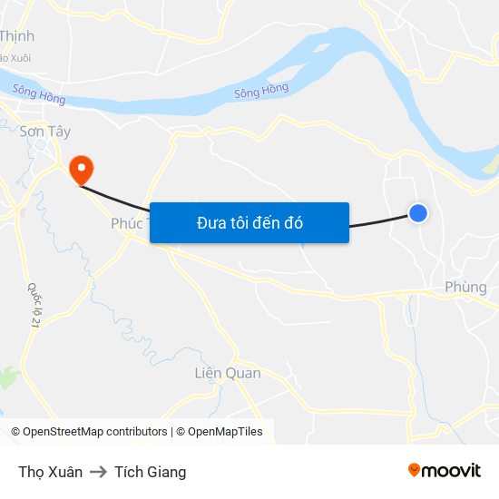 Thọ Xuân to Tích Giang map