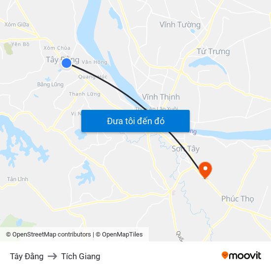 Tây Đằng to Tích Giang map