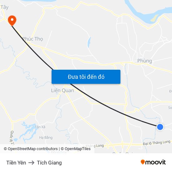 Tiền Yên to Tích Giang map