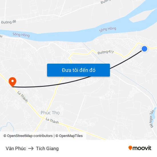 Vân Phúc to Tích Giang map