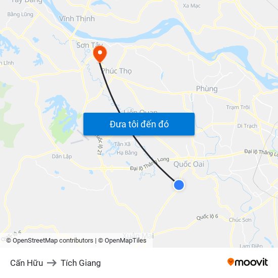 Cấn Hữu to Tích Giang map