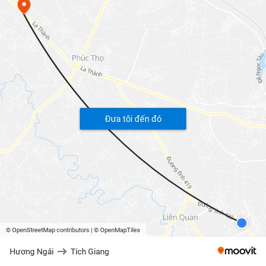 Hương Ngải to Tích Giang map