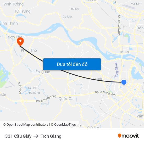 331 Cầu Giấy to Tích Giang map
