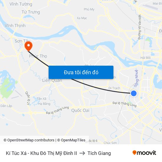 Kí Túc Xá - Khu Đô Thị Mỹ Đình II to Tích Giang map