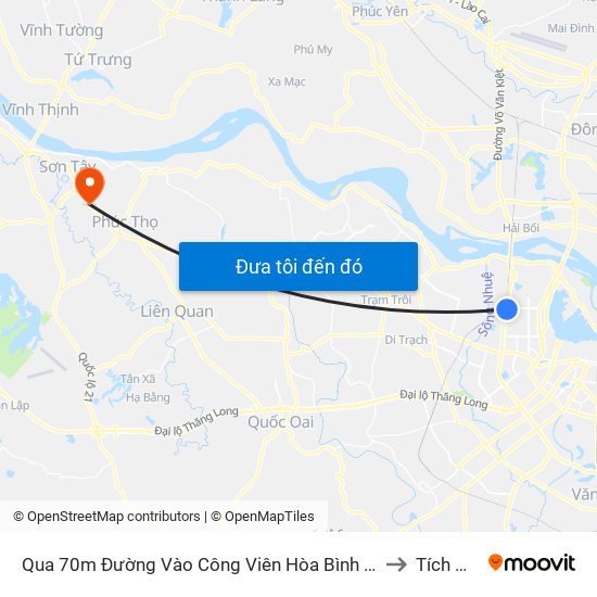 Qua 70m Đường Vào Công Viên Hòa Bình - Phạm Văn Đồng to Tích Giang map