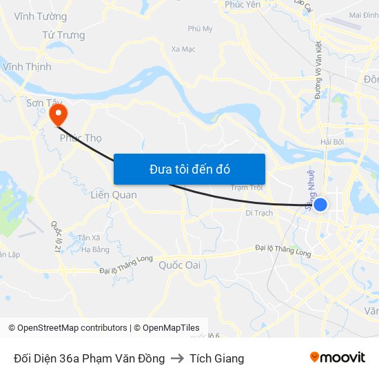 Đối Diện 36a Phạm Văn Đồng to Tích Giang map