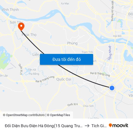 Đối Diện Bưu Điện Hà Đông(15 Quang Trung Hà Đông) to Tích Giang map