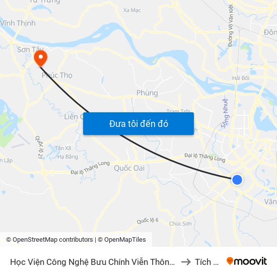 Học Viện Công Nghệ Bưu Chính Viễn Thông - Trần Phú (Hà Đông) to Tích Giang map