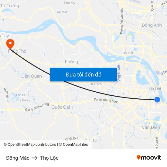 Đống Mác to Thọ Lộc map