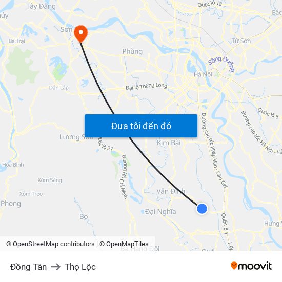 Đồng Tân to Thọ Lộc map