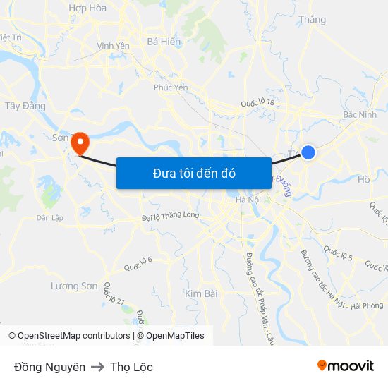 Đồng Nguyên to Thọ Lộc map