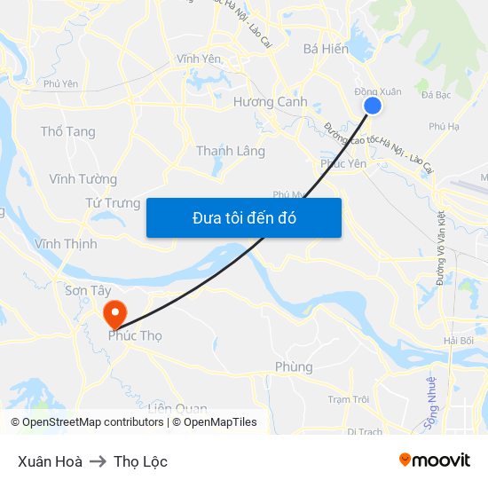 Xuân Hoà to Thọ Lộc map