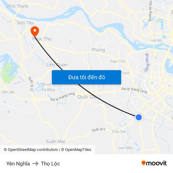 Yên Nghĩa to Thọ Lộc map