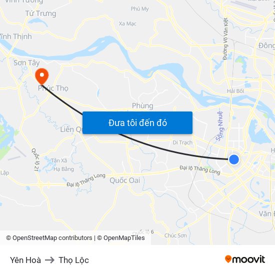 Yên Hoà to Thọ Lộc map