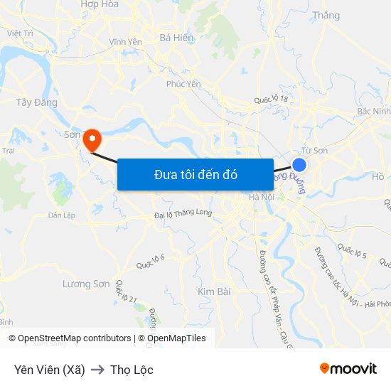 Yên Viên (Xã) to Thọ Lộc map