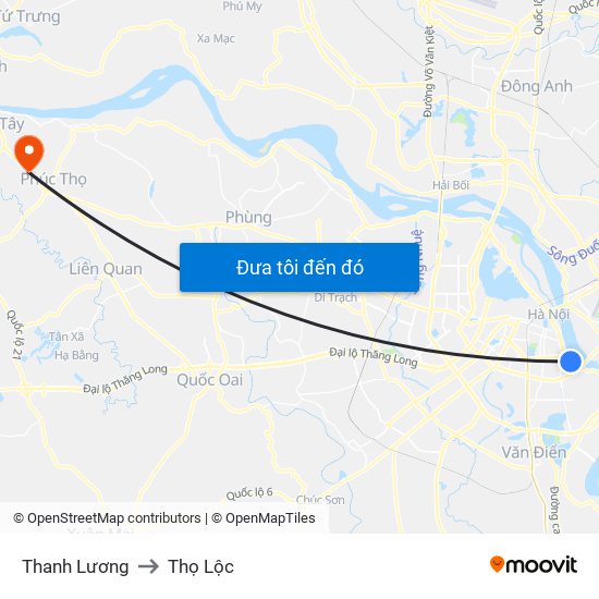 Thanh Lương to Thọ Lộc map