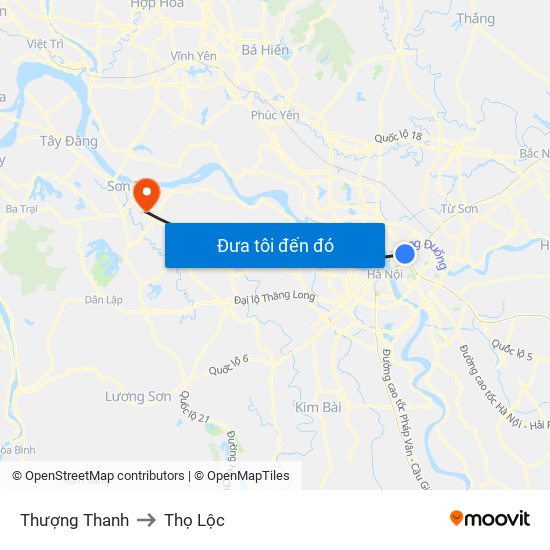 Thượng Thanh to Thọ Lộc map