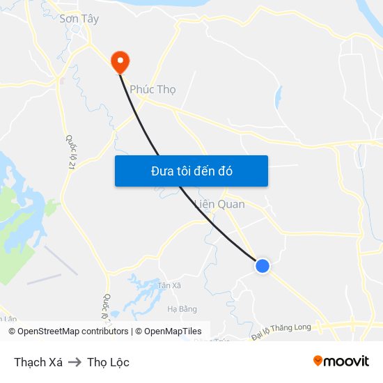 Thạch Xá to Thọ Lộc map