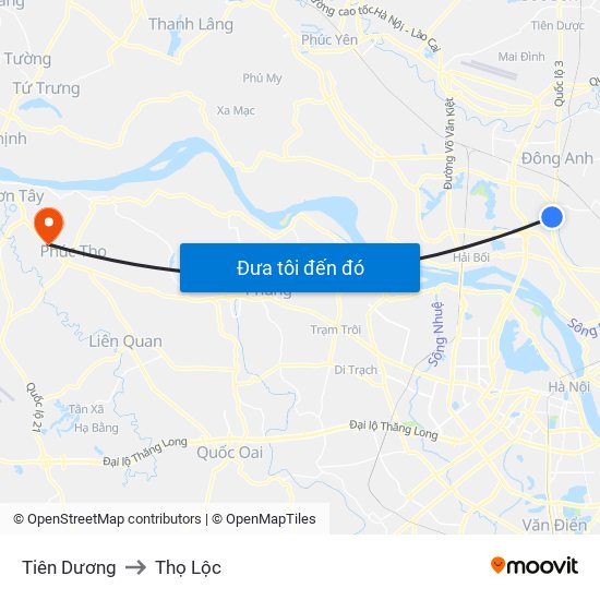 Tiên Dương to Thọ Lộc map