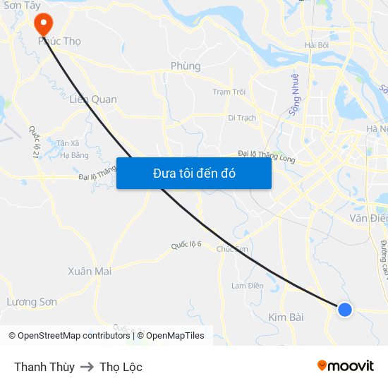 Thanh Thùy to Thọ Lộc map