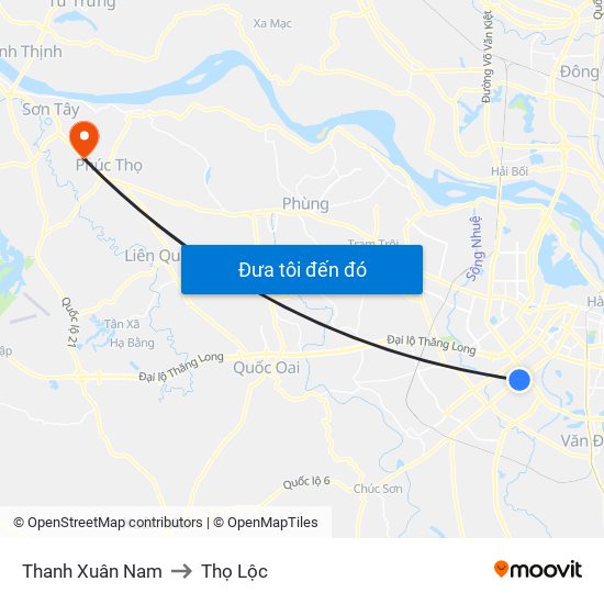 Thanh Xuân Nam to Thọ Lộc map