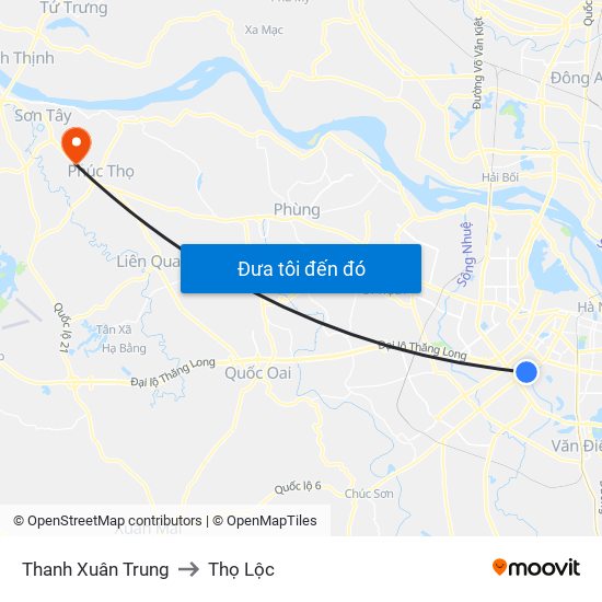 Thanh Xuân Trung to Thọ Lộc map