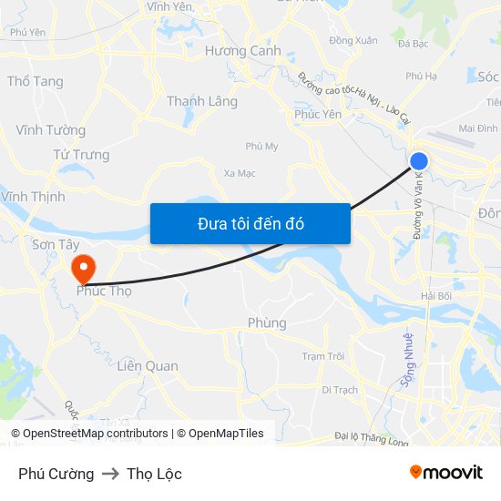 Phú Cường to Thọ Lộc map