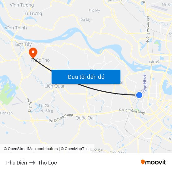 Phú Diễn to Thọ Lộc map