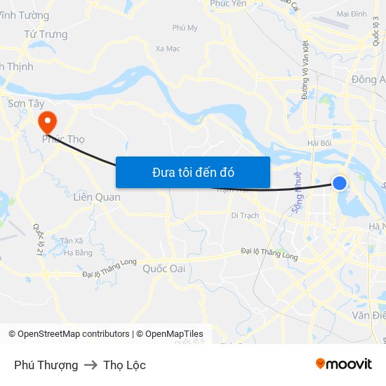 Phú Thượng to Thọ Lộc map