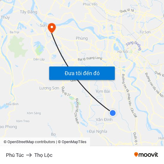 Phú Túc to Thọ Lộc map