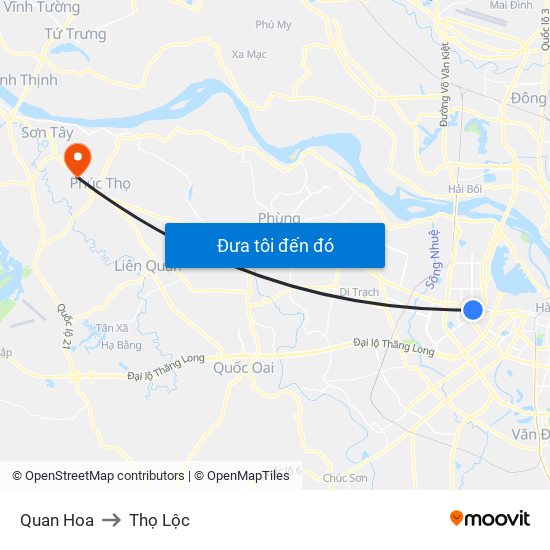 Quan Hoa to Thọ Lộc map