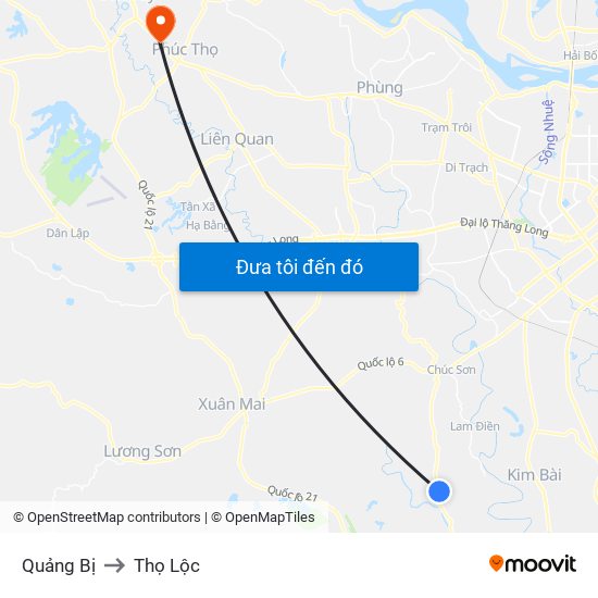 Quảng Bị to Thọ Lộc map