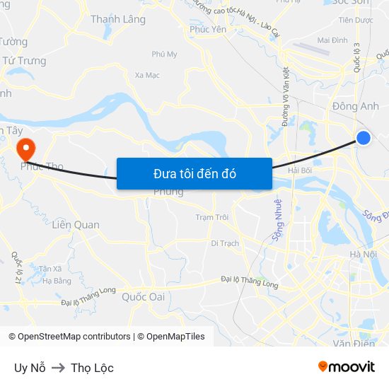 Uy Nỗ to Thọ Lộc map