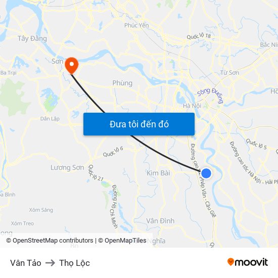 Vân Tảo to Thọ Lộc map