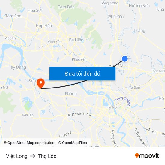 Việt Long to Thọ Lộc map