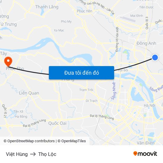 Việt Hùng to Thọ Lộc map
