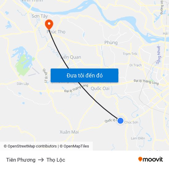 Tiên Phương to Thọ Lộc map