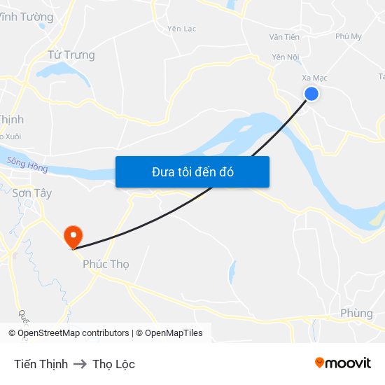 Tiến Thịnh to Thọ Lộc map