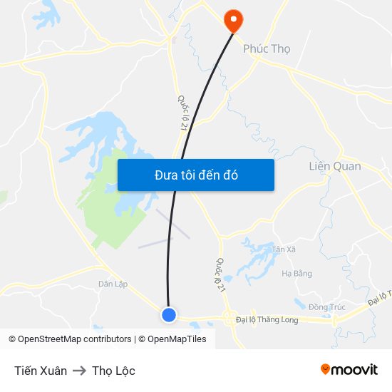 Tiến Xuân to Thọ Lộc map