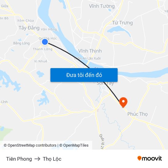 Tiên Phong to Thọ Lộc map