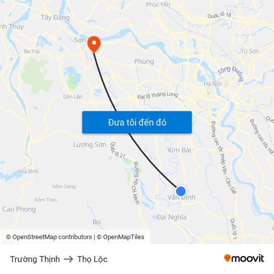 Trường Thịnh to Thọ Lộc map
