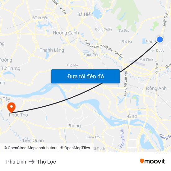 Phù Linh to Thọ Lộc map