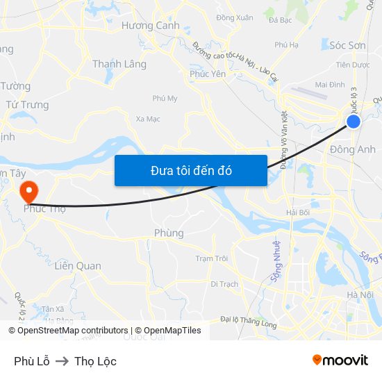 Phù Lỗ to Thọ Lộc map
