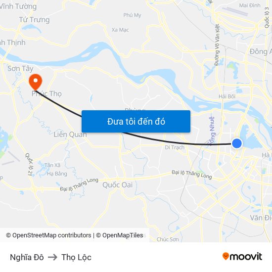 Nghĩa Đô to Thọ Lộc map