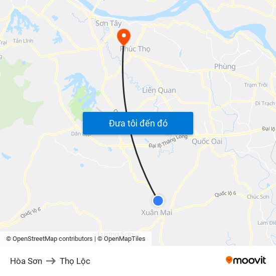 Hòa Sơn to Thọ Lộc map