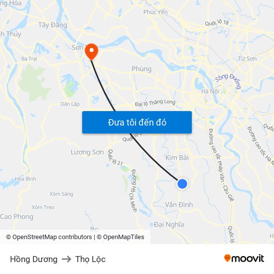 Hồng Dương to Thọ Lộc map