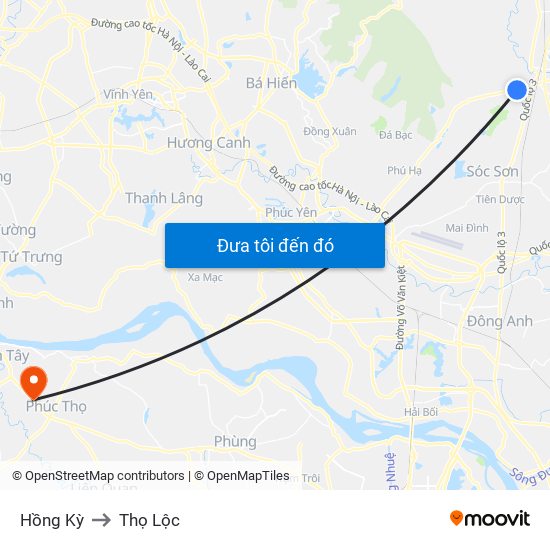 Hồng Kỳ to Thọ Lộc map