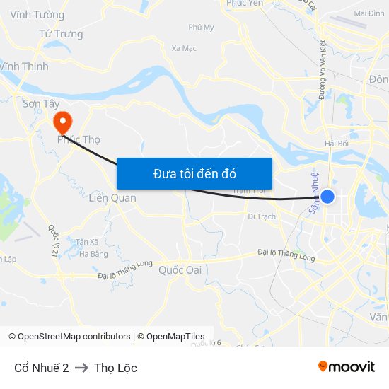 Cổ Nhuế 2 to Thọ Lộc map