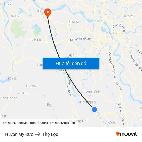 Huyện Mỹ Đức to Thọ Lộc map